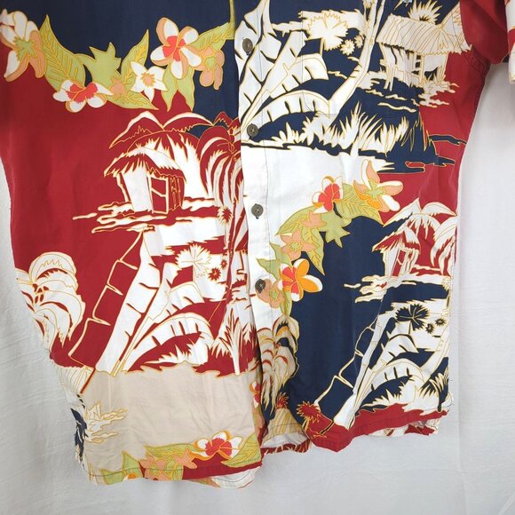 Vintage Campta Hawaiian Shirt Medium Red Blue - Picture 3 of 7